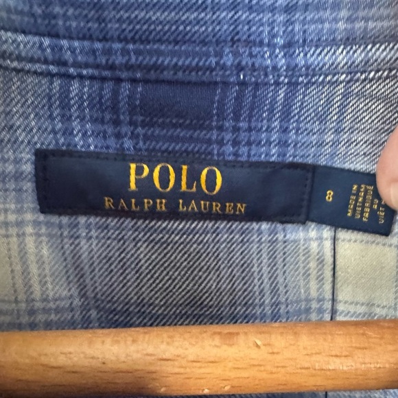 NWT Polo Ralph Lauren blue Plaid Long Sleeve button down dress Size 8 - Picture 5 of 10